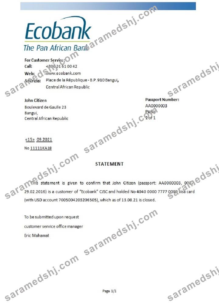 Central African Republic_Ecobank_closure reference